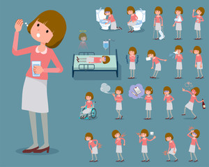 flat type Straight bangs hair pink blouse woman_sickness