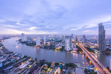Fototapeta na wymiar Chao Phraya River View on Sathorn Road, Bangkok