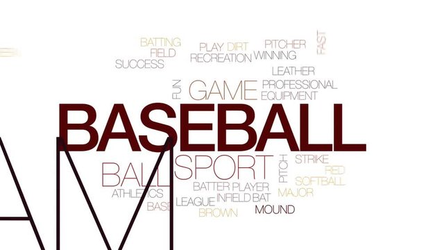 Baseball animated word cloud, text design animation. Kinetic typography.