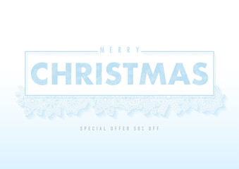 Merry christmas greeting card design,background with snowflakes and typography.
