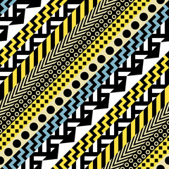 Retro color seamless pattern. Fancy abstract geometric art print. Ethnic hipster ornamental lines backdrop. - 164533118