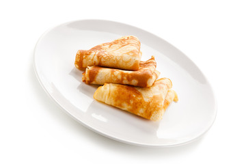 Pancakes on white background
