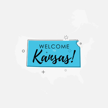 Welcome to Kansas blue sign