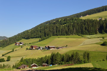 Santa Magdalena village in front of Dolomites Group, Val di Funes, Italy, 