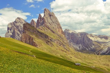 Fototapeta premium Seceda mountain in the Dolomites Italy, 