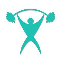 Man with a barbell on white background logo