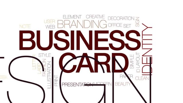 Business card animated word cloud, text design animation. Kinetic typography.