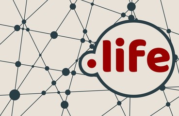 Dot life domain name. Internet and web telecommunication concept. Molecule And Communication Background. Connected lines with dots.