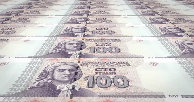 Banknotes of one hundred transnistrian rubles of Transnistria, cash money, loop