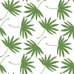 Naklejka na ściany i meble Seamless leaf pattern. Small green leaves on a white background for textiles, fabric, cotton fabric, cover, wallpaper, stamp, gift wrap, postcard.
