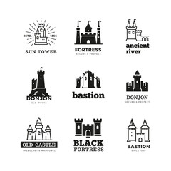 Medieval castle and knight fortress vector ancient royal logo set © MicroOne