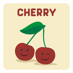 Two funny cherry in cartoon style.