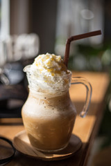 Cold drink and whipped cream