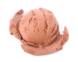 Chocolate ice cream isolated on white background.