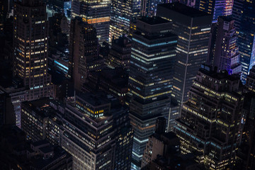 Fototapeta na wymiar New York, Manhattan Aerial View at Night form the Empire State Building