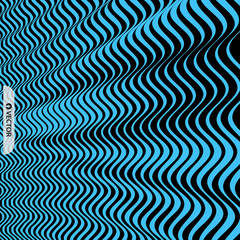 3D wavy background. Dynamic effect. Pattern with optical illusion. Vector illustration.