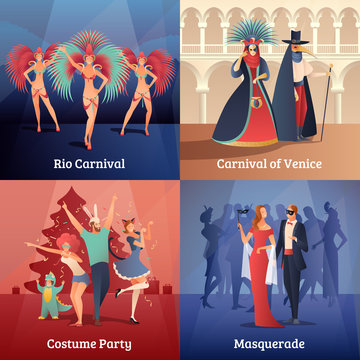 Carnival Party Concept Icons Set