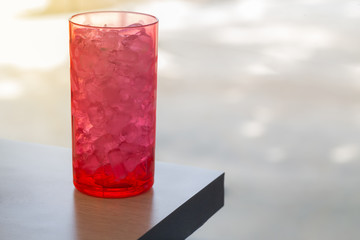 ice in red glass