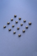 Blueberries isolated over blue background table.