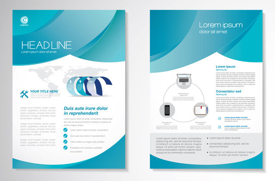 Template vector design for Brochure, Annual Report, Magazine, Poster, Corporate Presentation, Portfolio, Flyer, layout modern with green color size A4, Front and back, Easy to use and edit.