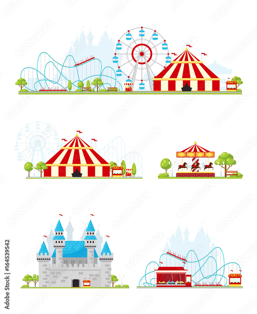 Wall mural Amusement Park Banner Set