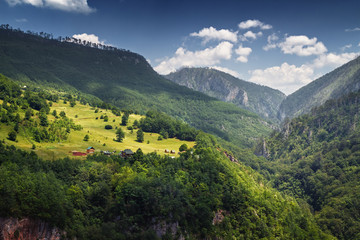 Obraz premium mountain village on the hillside