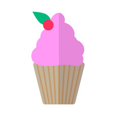 cupcake flat icon, vector sign, colorful pictogram isolated on white. Dessert symbol, logo illustration. Flat style design