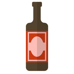 Red wine bottle flat icon, vector sign, colorful pictogram isolated on white. Alcoholic beverage symbol, logo illustration. Flat style design