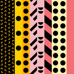 Retro color seamless pattern. Fancy abstract geometric art print. Ethnic hipster ornamental lines backdrop.