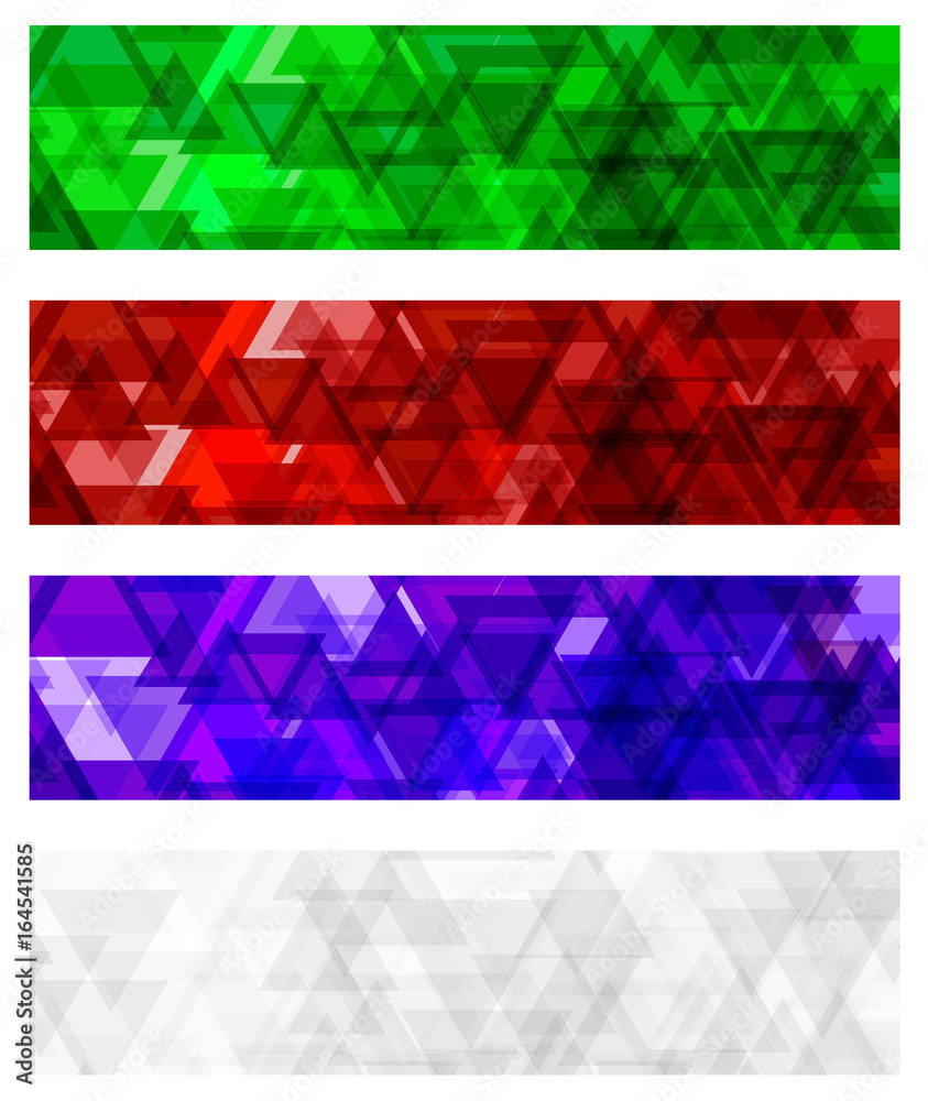 Wall mural a set design of abstract modern vector bright horizontal web banner colourful with shiny polygonal b
