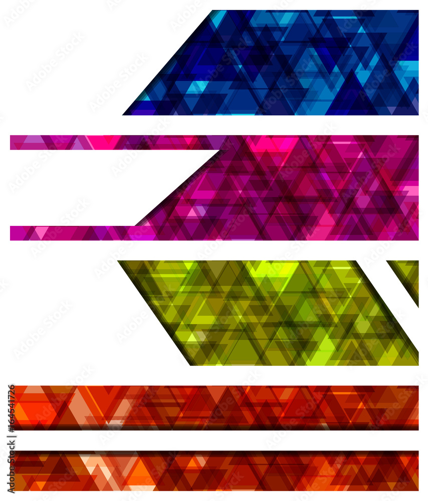 Wall mural a set design of abstract modern vector bright horizontal web banner colourful with shiny polygonal b