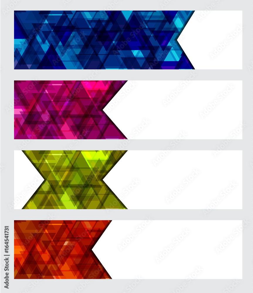 Wall mural a set design of abstract modern vector bright horizontal web banner colourful with shiny polygonal b