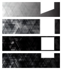 A set design of abstract modern vector bright horizontal web banner black and white with shiny polygonal background illustration eps10