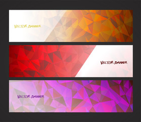 Fototapeta premium A set design of abstract modern vector bright horizontal web banner colourful with shiny polygonal background illustration eps10