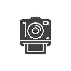 Instant photo camera, icon vector, filled flat sign, solid pictogram isolated on white. Symbol, logo illustration. Pixel perfect graphics