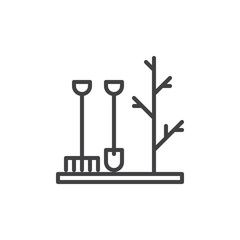 Garden equipment line icon, outline vector sign, linear style pictogram isolated on white. Gardening symbol, logo illustration. Editable stroke. Pixel perfect graphics