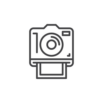 Instant photo camera line icon, outline vector sign, linear style pictogram isolated on white. Symbol, logo illustration. Editable stroke. Pixel perfect graphics