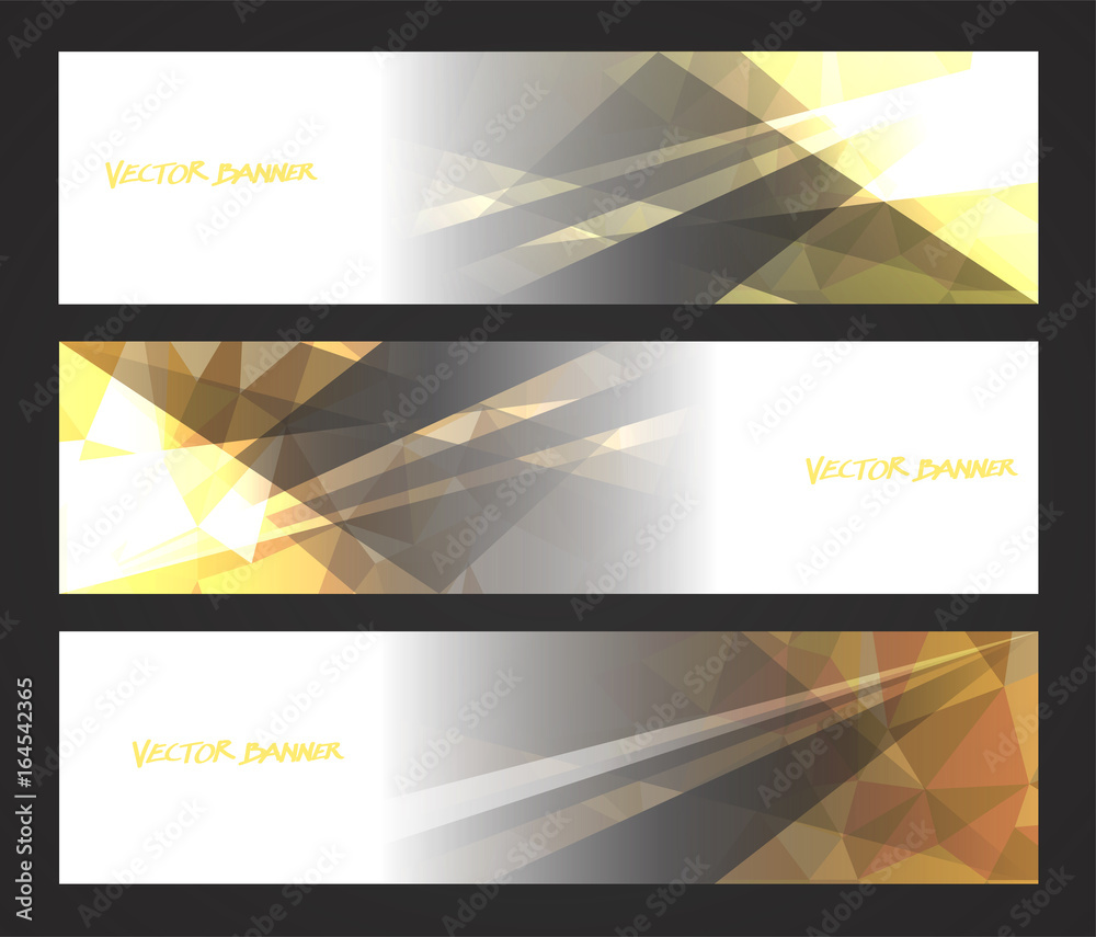 Wall mural a set design of abstract modern vector bright horizontal web banner colourful with shiny polygonal b