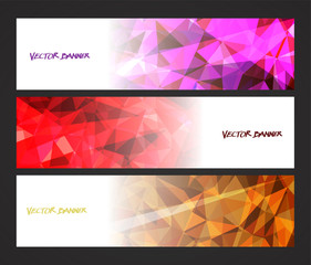 A set design of abstract modern vector bright horizontal web banner colourful with shiny polygonal background illustration eps10