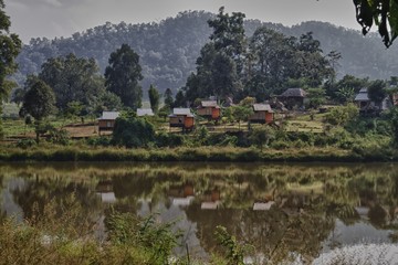Obraz premium Huts in Pai, Thailand