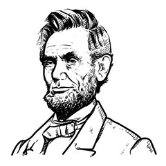 Abraham Lincoln Vector illustration, Abraham Lincoln Drawing outline, 16th U.S. President - obrazy, fototapety, plakaty