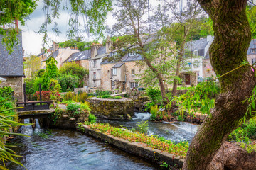 Idyllic scenery at Pont-Aven, a commune in the Finistere department of Brittany (Bretagne) in northwestern France - obrazy, fototapety, plakaty