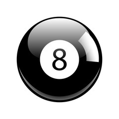 Shiny Black Eight Pool - Billiard Ball Icon Vector Isolated
