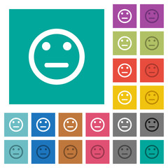Neutral emoticon square flat multi colored icons