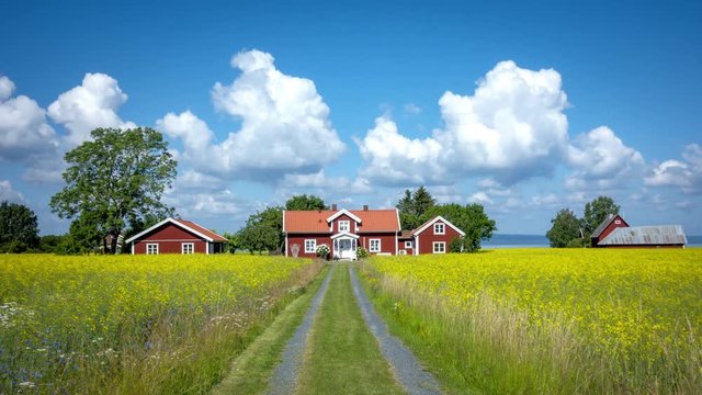 Timelapse of a typical swedish house in the countryside