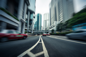 urban traffic road with cityscape in background in Shanghai,China.