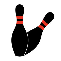 Two Bowling Pins About to Fall Illustration Isolated - Strike!