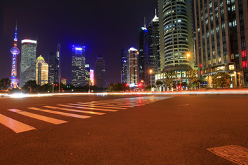 Naklejka na ściany i meble Night at lujiazui financial center in Shanghai, China