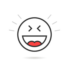 joyful thin line emoji icon with shadow