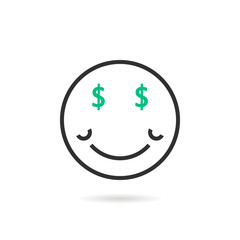 wealthy thin line emoji icon with shadow
